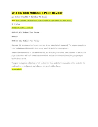 MKT 607 GCU MODULE 8 PEER REVIEW