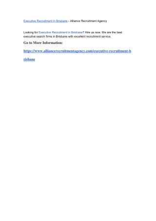 Executive Recruitment Brisbane - Alliance Recruitment Agency