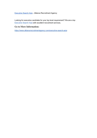 Executive Search Asia - Alliance Recruitment Agency