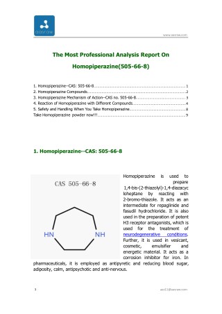 The Most Professional Analysis Report On Homopiperazine(505-66-8)