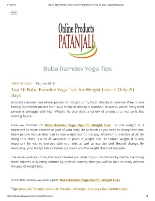 Top 10 Baba Ramdev Yoga Tips for Weight Loss in Only 20 days - babaram