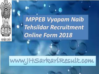 MPPEB Vyapam Naib Tehsildar Recruitment Online Form 2018