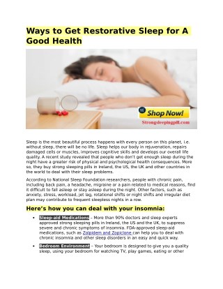 Ways to Get Restorative Sleep for A Good Health