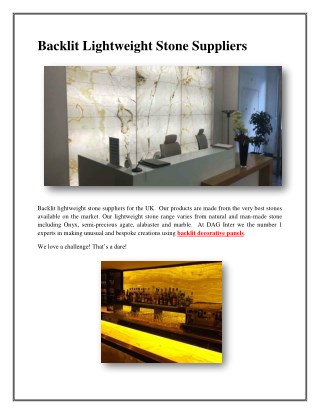 Backlit Lightweight Stone Suppliers