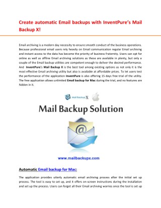 Email backup for Mac