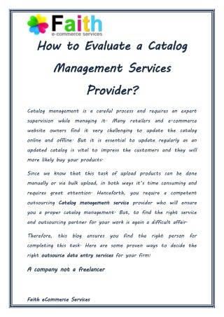 How to Evaluate a Catalog Management Services Provider