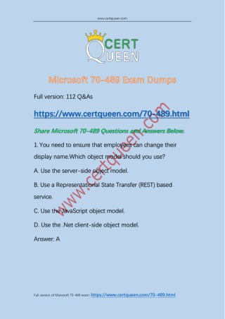 2018 CertQueen Microsoft 70-489 Updated Version