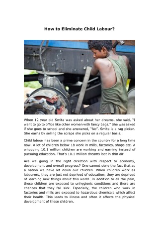 How to Eliminate Child Labour?