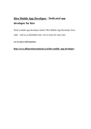 Hire Mobile App Developer - Dedicated app developer for hire