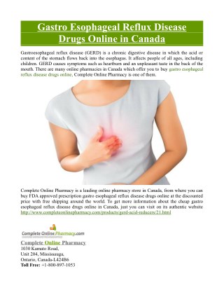 Gastro Esophageal Reflux Disease Drugs Online in Canada
