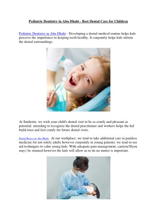 Pediatric Dentistry in Abu Dhabi - Best Dental Care for children