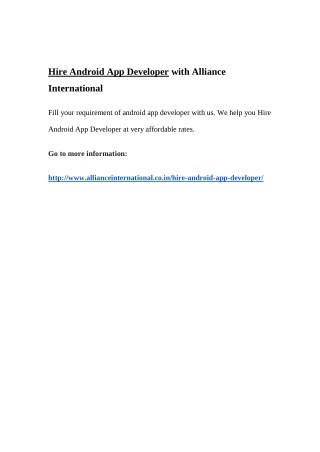 Hire Android App Developer with Alliance International