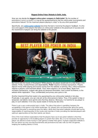 How to Find Biggest Poker Company in India