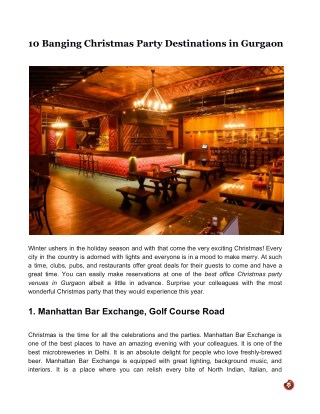 10 Banging Christmas Party Destinations in Gurgaon