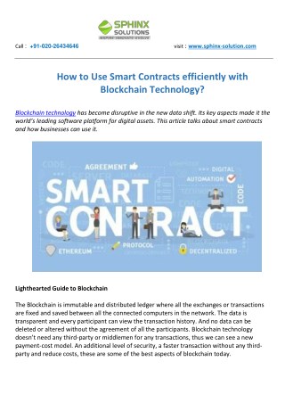 How to use smart contracts efficiently with blockchain technology