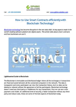How to use smart contracts efficiently with blockchain technology