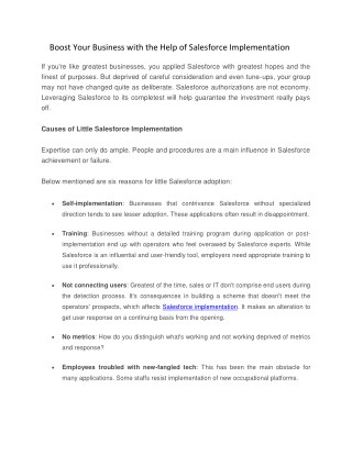 Boost Your Business With The Help of Salesforce Implementation
