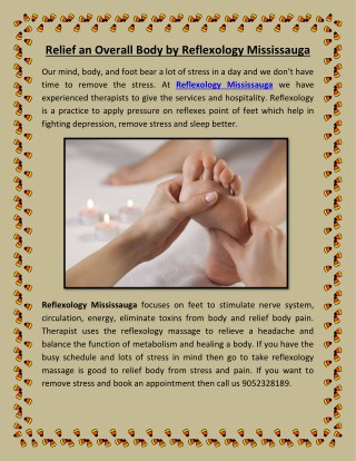 Relief To Overall Body by Reflexology Mississauga