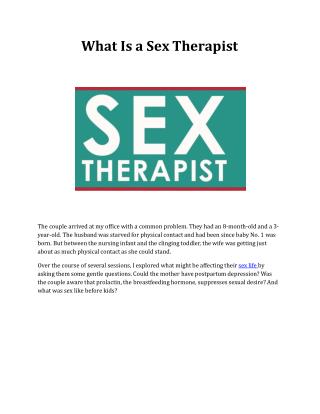 What Is a Sex Therapist