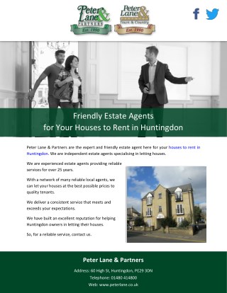 Friendly Estate Agents for Your Houses to Rent in Huntingdon