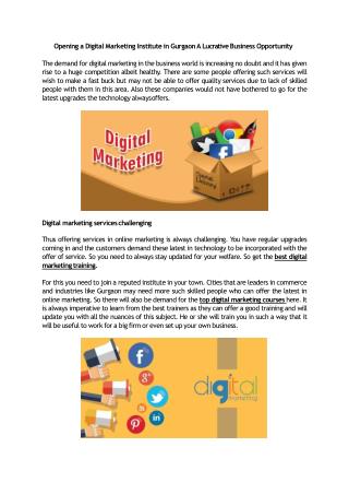 Opening a Digital Marketing Institute in Gurgaon A Lucrative Business Opportunity