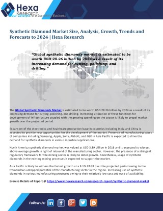 Synthetic Diamond Market Research Report and Global Industry Analysis