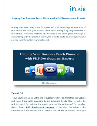 Helping Your Business Reach Pinnacle with PHP Development Experts