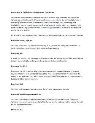 Instructions to Tackle Yahoo Mail Common Error Codes