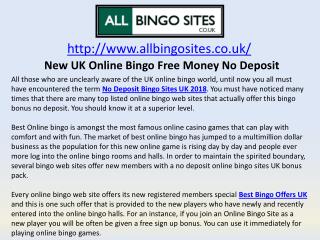 New UK Online Bingo Free Money No Deposit