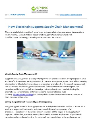 How Blockchain supports Supply Chain Management?