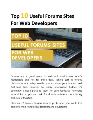 Top 10 Useful Forums Sites For Web Developers
