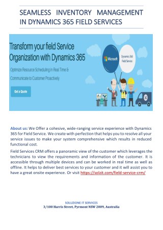 Seamless inventory management in dynamics 365 field services