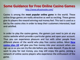 Some Guidance for Free Online Casino Games