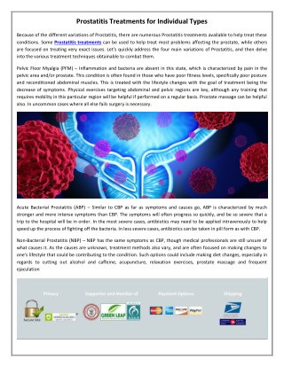 Prostatitis Treatments