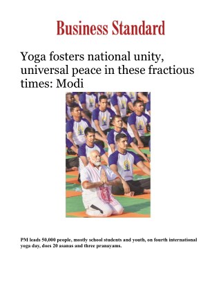 Yoga fosters national unity, universal peace in these fractious times: Modi