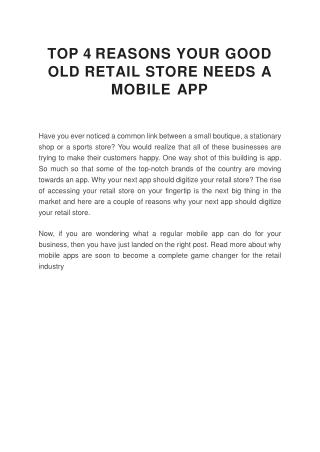 TOP 4 REASONS YOUR GOOD OLD RETAIL STORE NEEDS A MOBILE APP