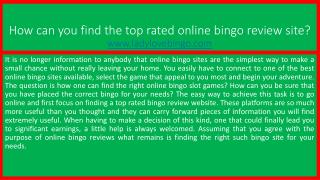 How can you find the top rated online bingo review site?