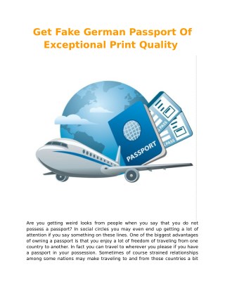 Get Fake German Passport Of Exceptional Print Quality