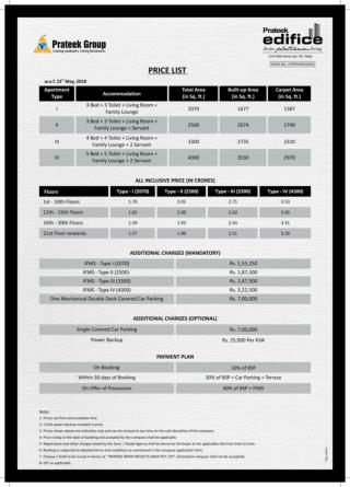 Prateek Edifice Price List 2018