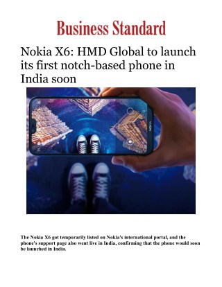 Nokia X6: HMD Global to launch its first notch-based phone in India soonÂ 