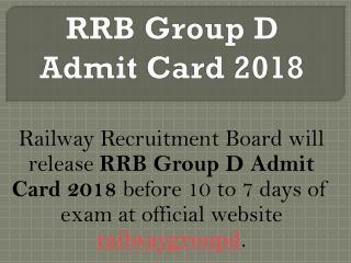 Railway Group D Admit card 2018