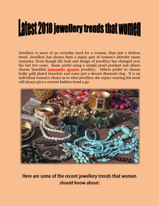 Latest 2018 jewellery trends that women must know about