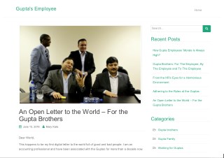 An Open Letter to the World â€“ For the Gupta Brothers