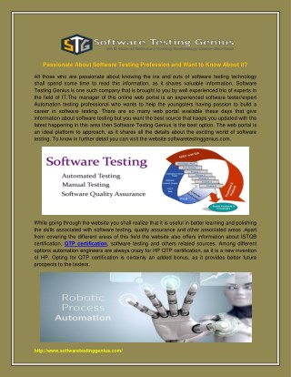 Passionate About Software Testing Profession And Want to Know About it?