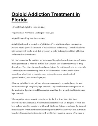 Opioid Addiction Treatment in Florida