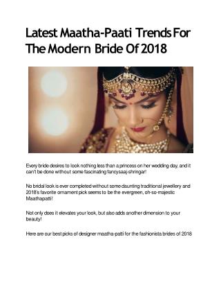 Latest Bridal Fashion Trends 2018