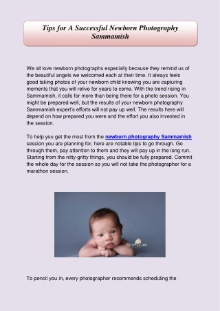 Tips for A Successful Newborn Photography Sammamish