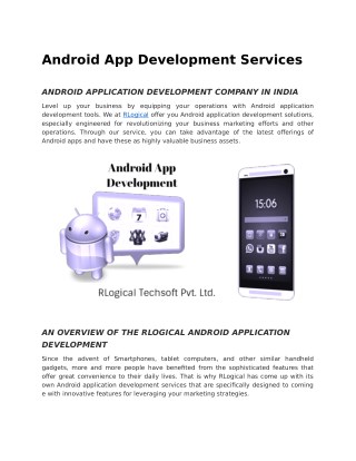 ANDROID APPLICATION DEVELOPMENT COMPANY IN INDIA