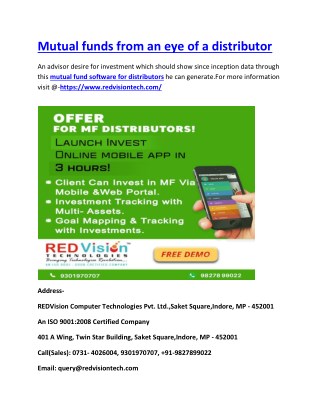 Mutual funds from an eye of a distributor