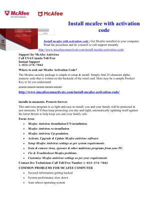 mcafee with activation code installation